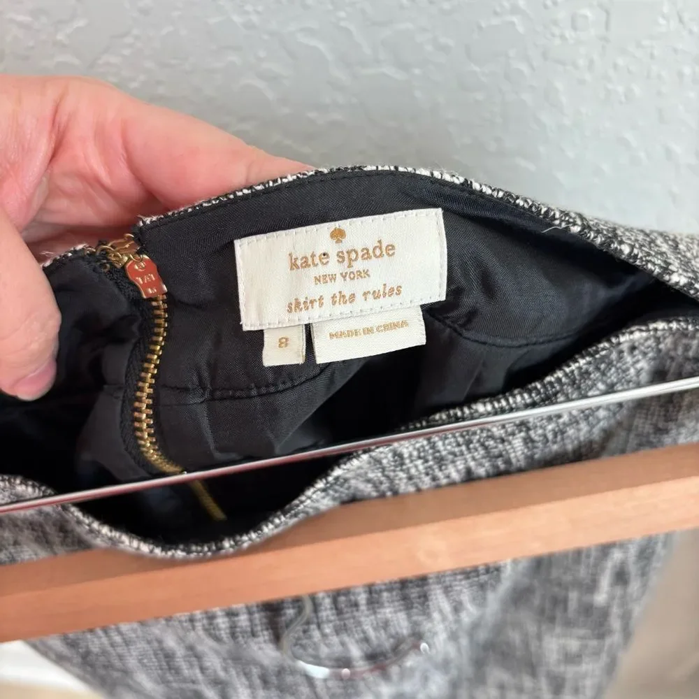 Kate Spade Black White Tweed Pencil Skirt Size 8